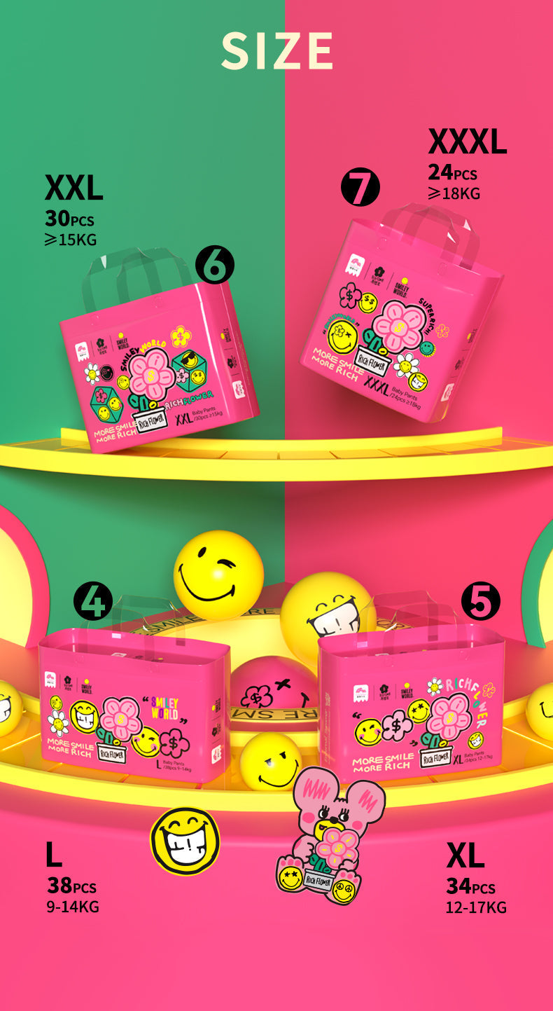 Enternal Summer Smiley x Rich Flower Series Nappy Pants Sample Pack - 4 Pcs Enternal Summer