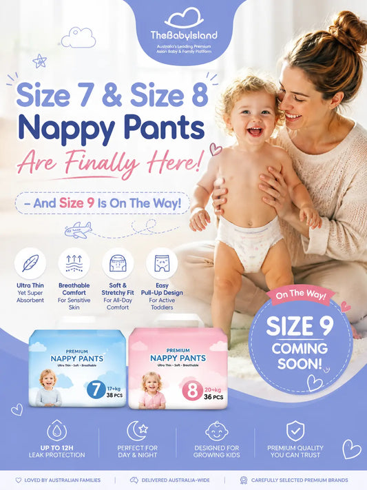 Size 7 & Size 8 Nappy Pants Are Finally Here — And Size 9 Is On The Way