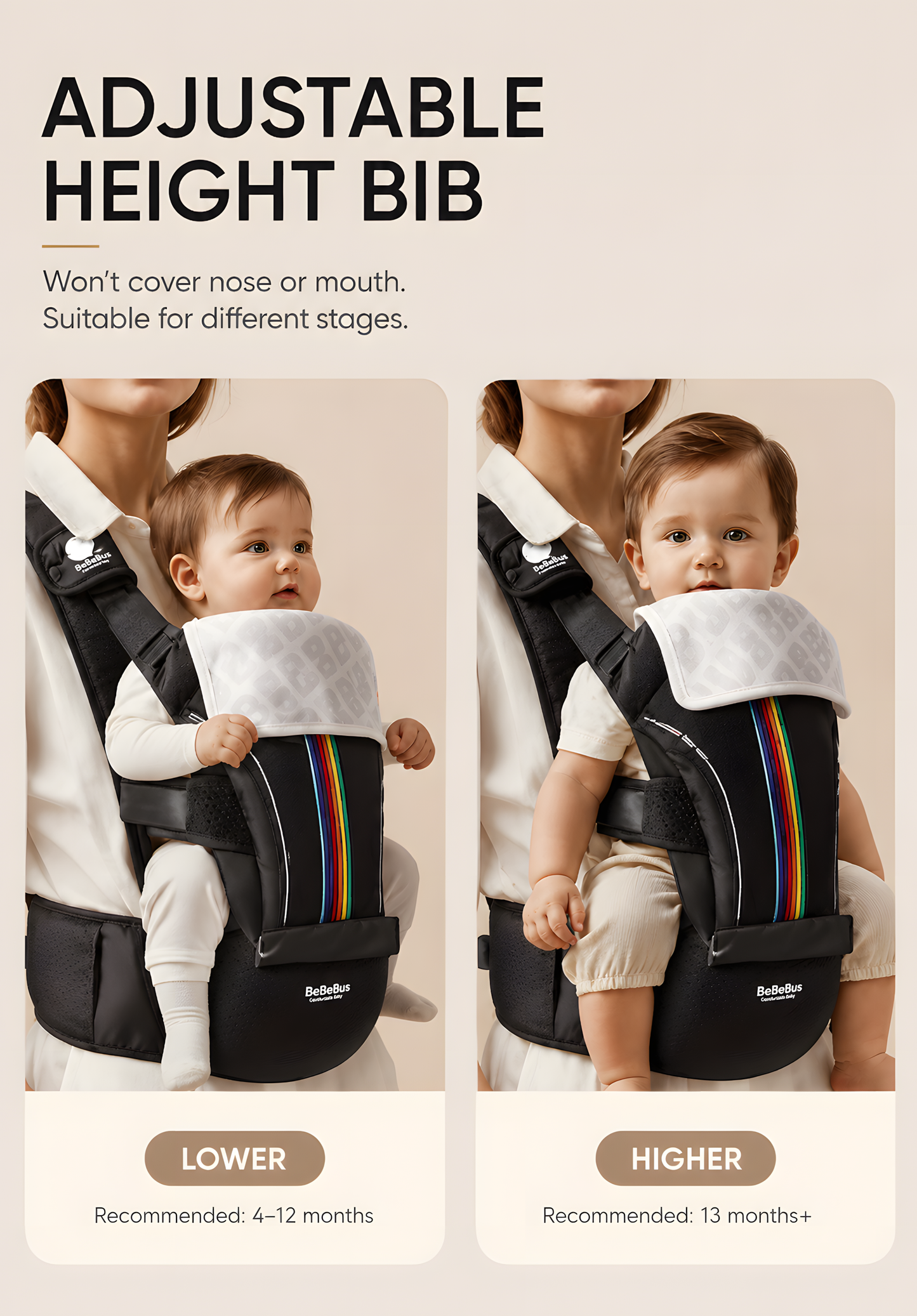 BeBeBus LightEase Pro Ergonomic Baby Carrier – 6 Carry Positions