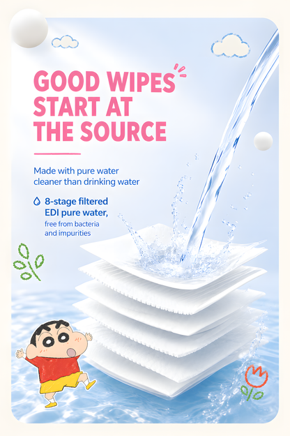 EIN.B × Crayon Shin-chan Jumbo Hand & Mouth Baby Wipes – 50 Sheets
