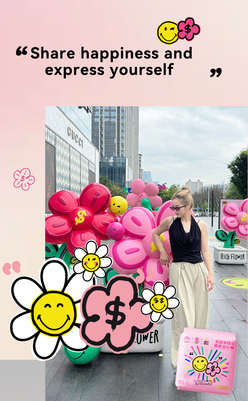 Enternal Summer Smiley Rich Flower Ultra-Thin Night Pants (Side-Open) - 3 Pcs Enternal Summer