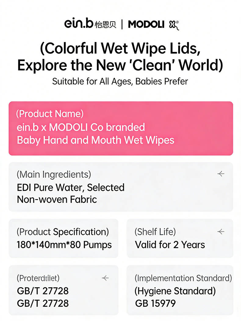 EIN.B × MODOLI Baby Hand & Mouth Wipes – 80 Sheets