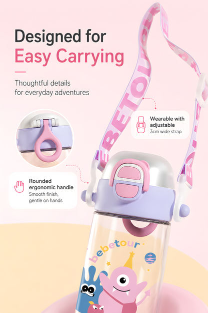 Bebetour Little Monster 2-in-1 Kids Drink Bottle with Strap – 530ml