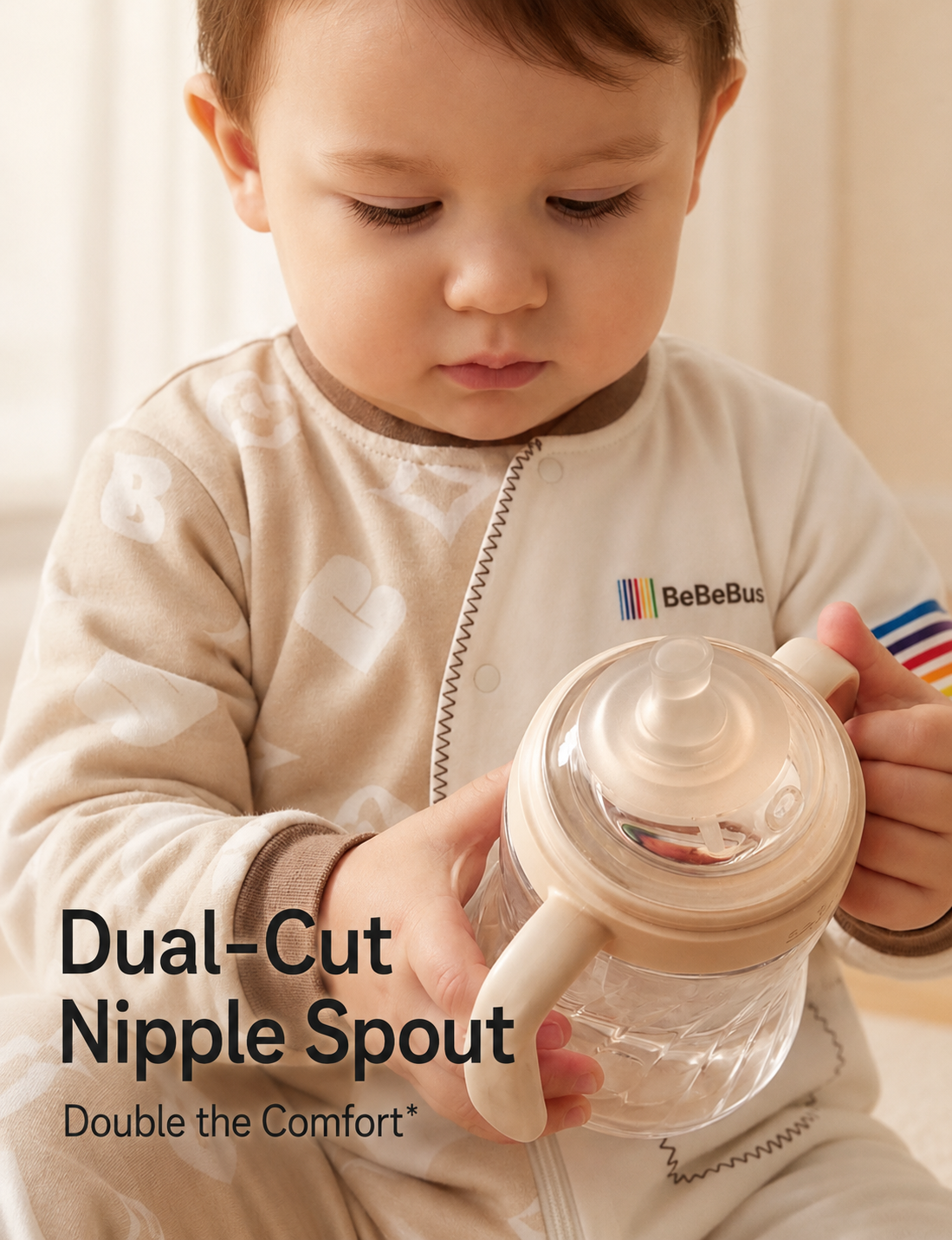 BeBeBus Rainbow Baby Training Cup – Duckbill Spout or Weighted Straw Options