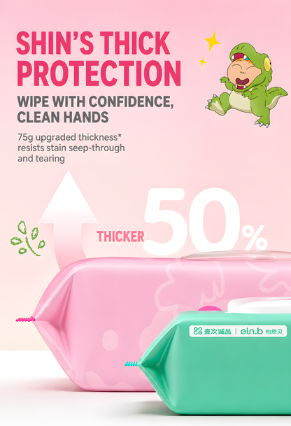 EIN.B × Crayon Shin-chan Jumbo Hand & Mouth Baby Wipes – 50 Sheets