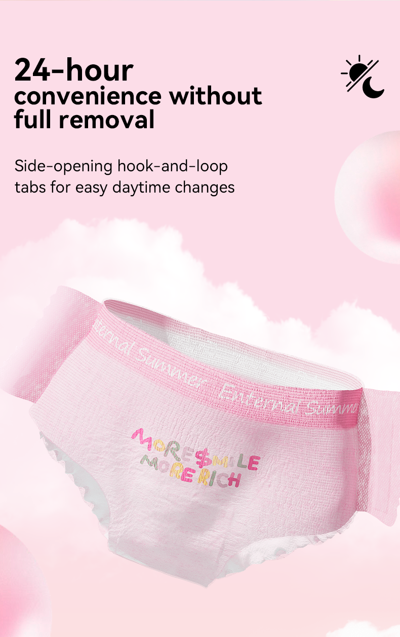 Enternal Summer Smiley Rich Flower Ultra-Thin Night Pants (Side-Open) - 3 Pcs Enternal Summer