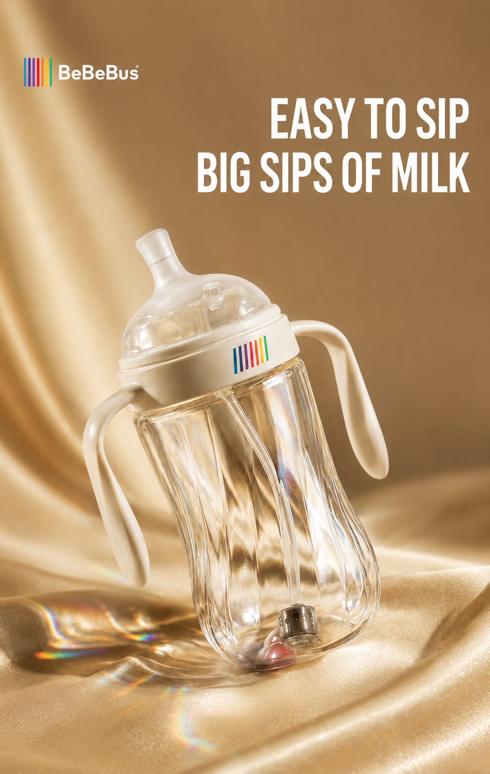 BeBeBus Rainbow Baby Training Cup – Duckbill Spout or Weighted Straw Options