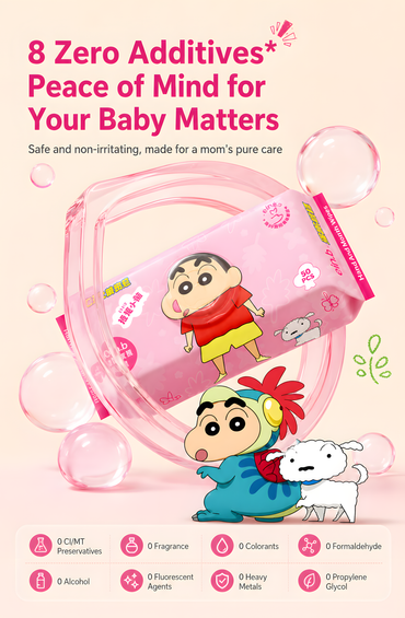 EIN.B × Crayon Shin-chan Jumbo Hand & Mouth Baby Wipes – 50 Sheets