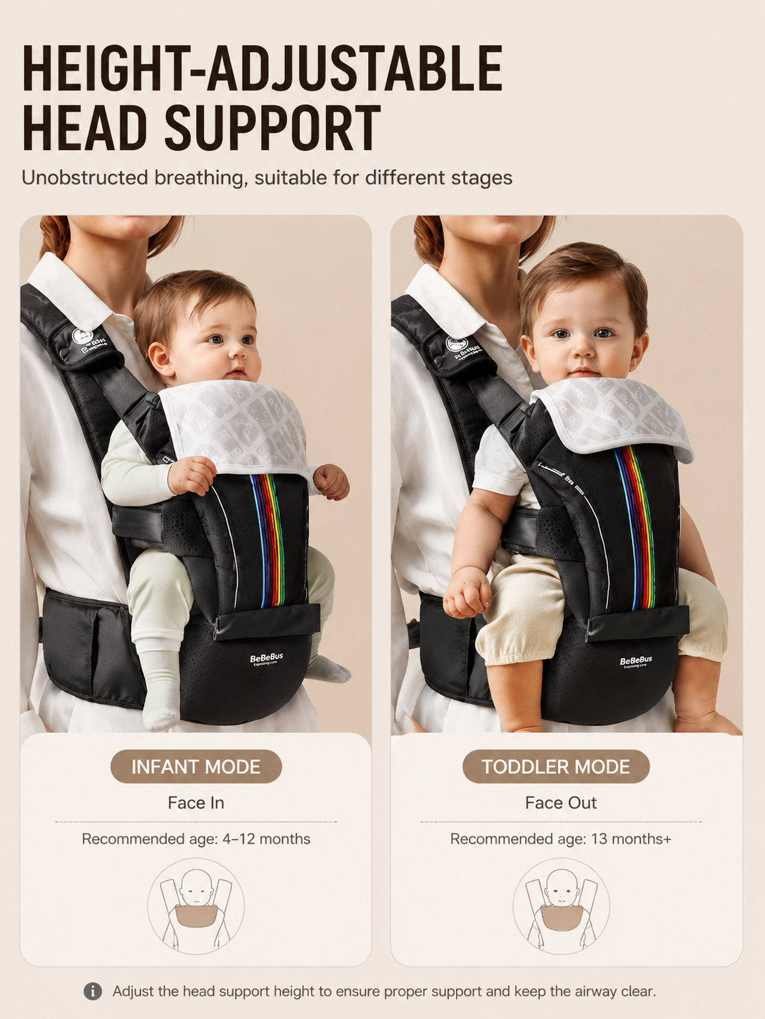BeBeBus LightEase Pro Ergonomic Baby Carrier (6-Position)