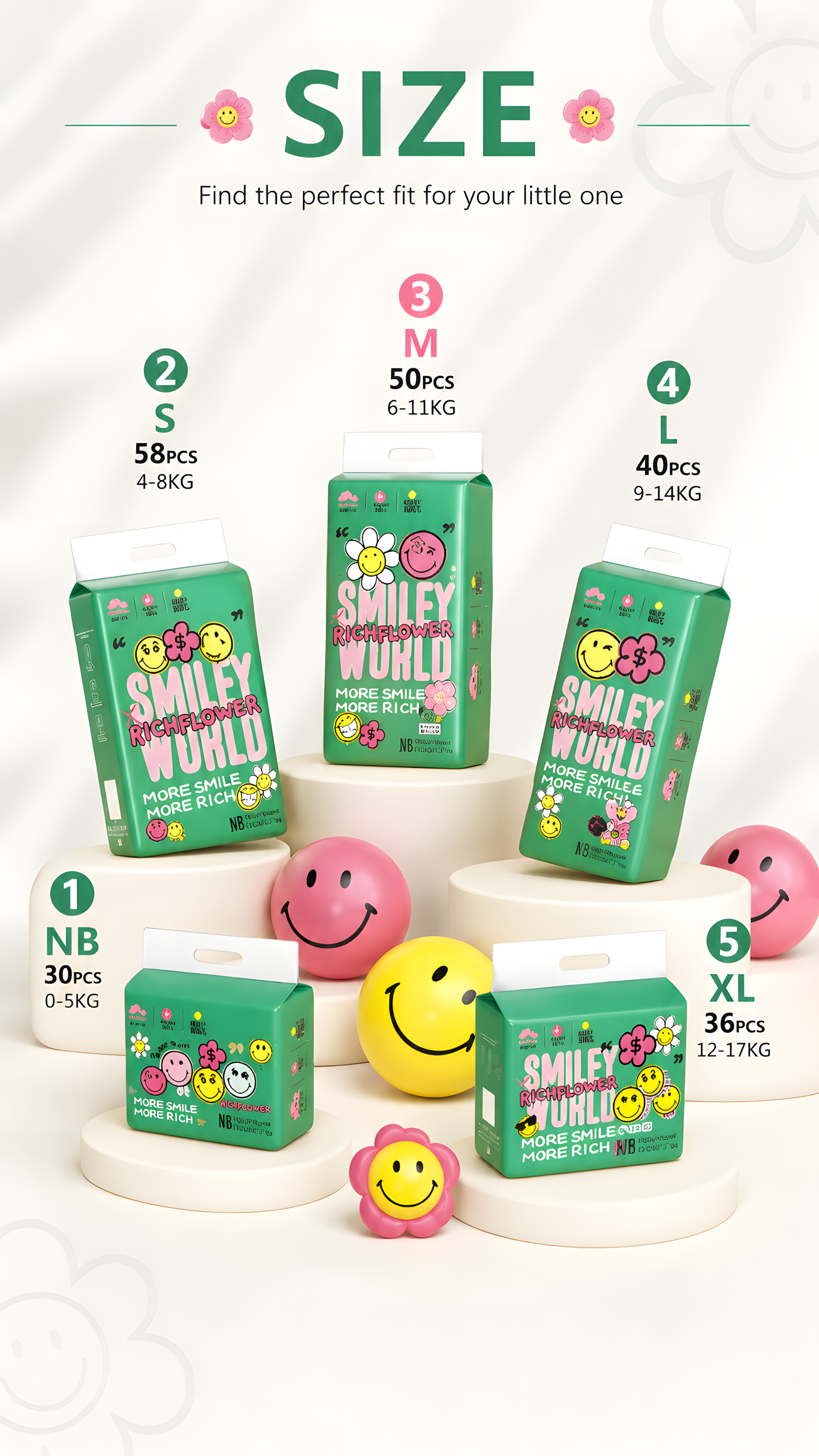 Enternal Summer Smiley Rich Flower Nappies – Luxury Skin Comfort