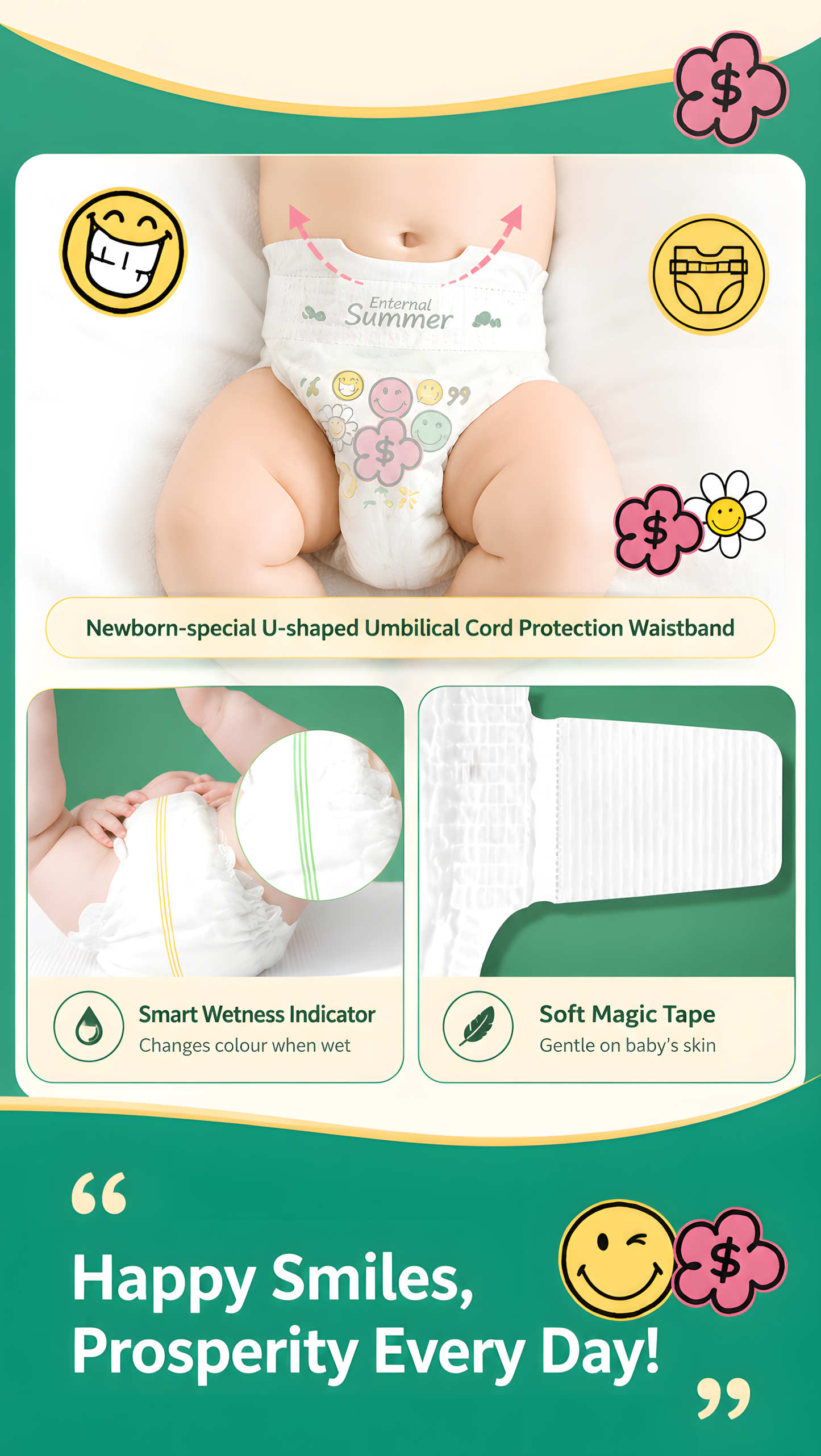 Enternal Summer Smiley Rich Flower Nappies – Luxury Skin Comfort