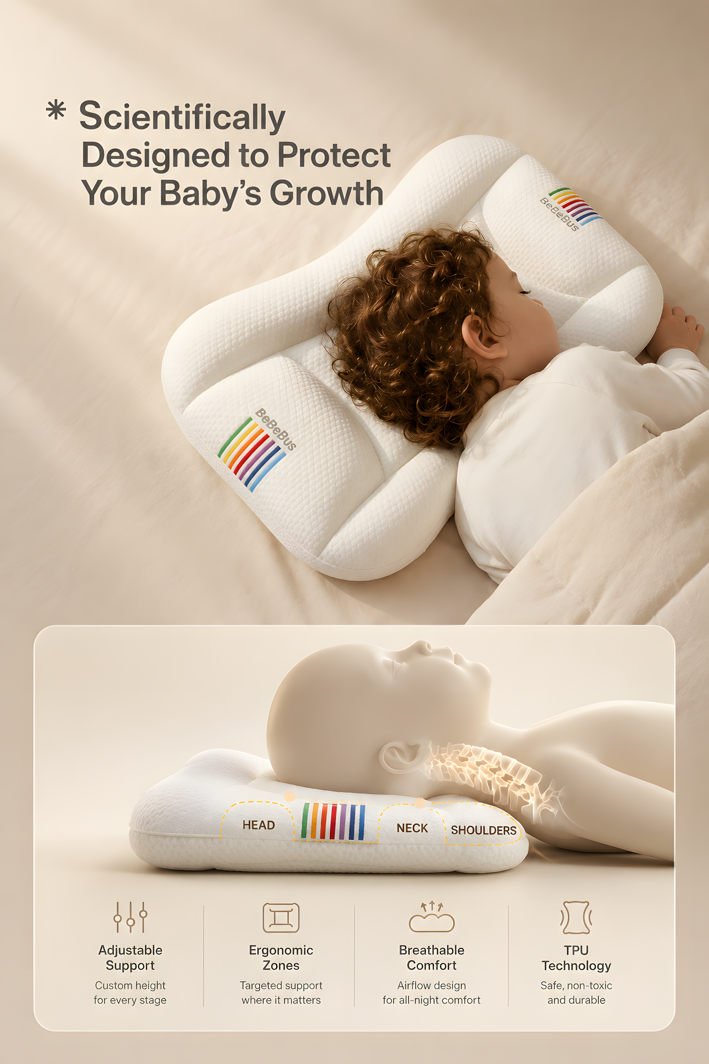 BeBeBus Ergonomic Baby Pillow