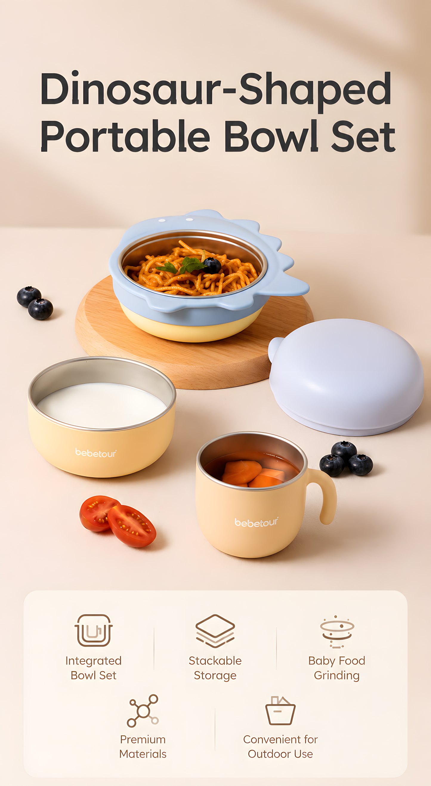 Bebetour Dinosaur Portable Bowl Set
