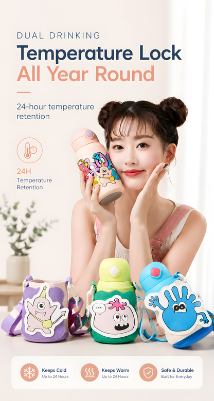Bebetour Kids 316 Stainless Steel Insulated Straw Bottle – 550ml