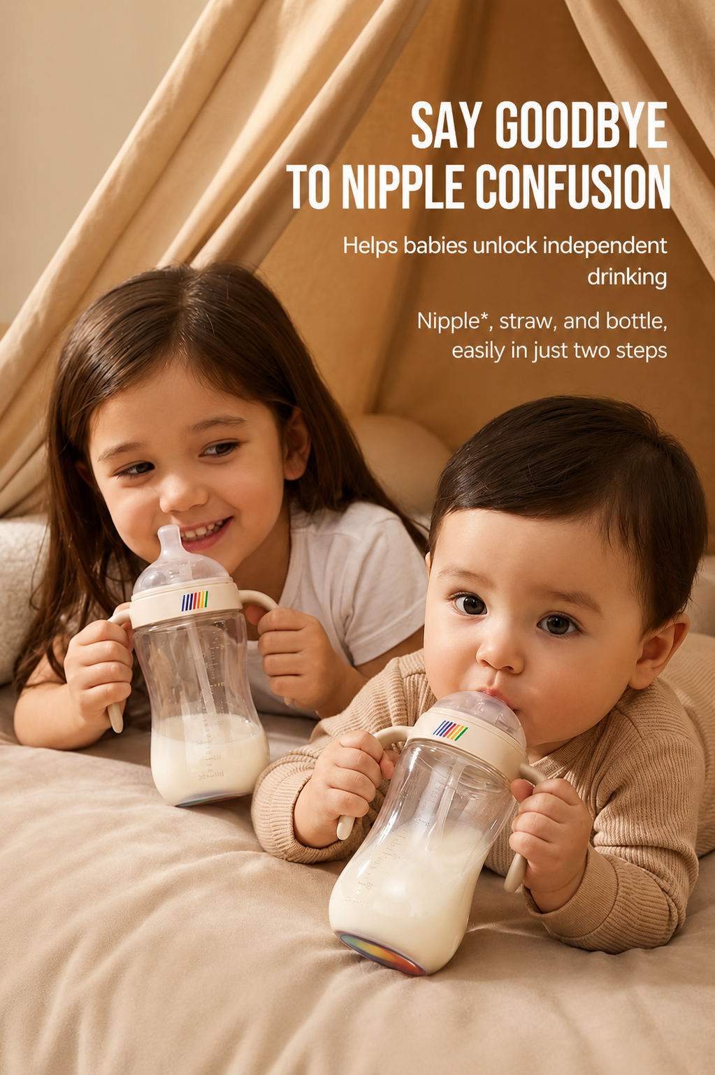 BeBeBus Rainbow Baby Training Cup – Duckbill Spout or Weighted Straw Options