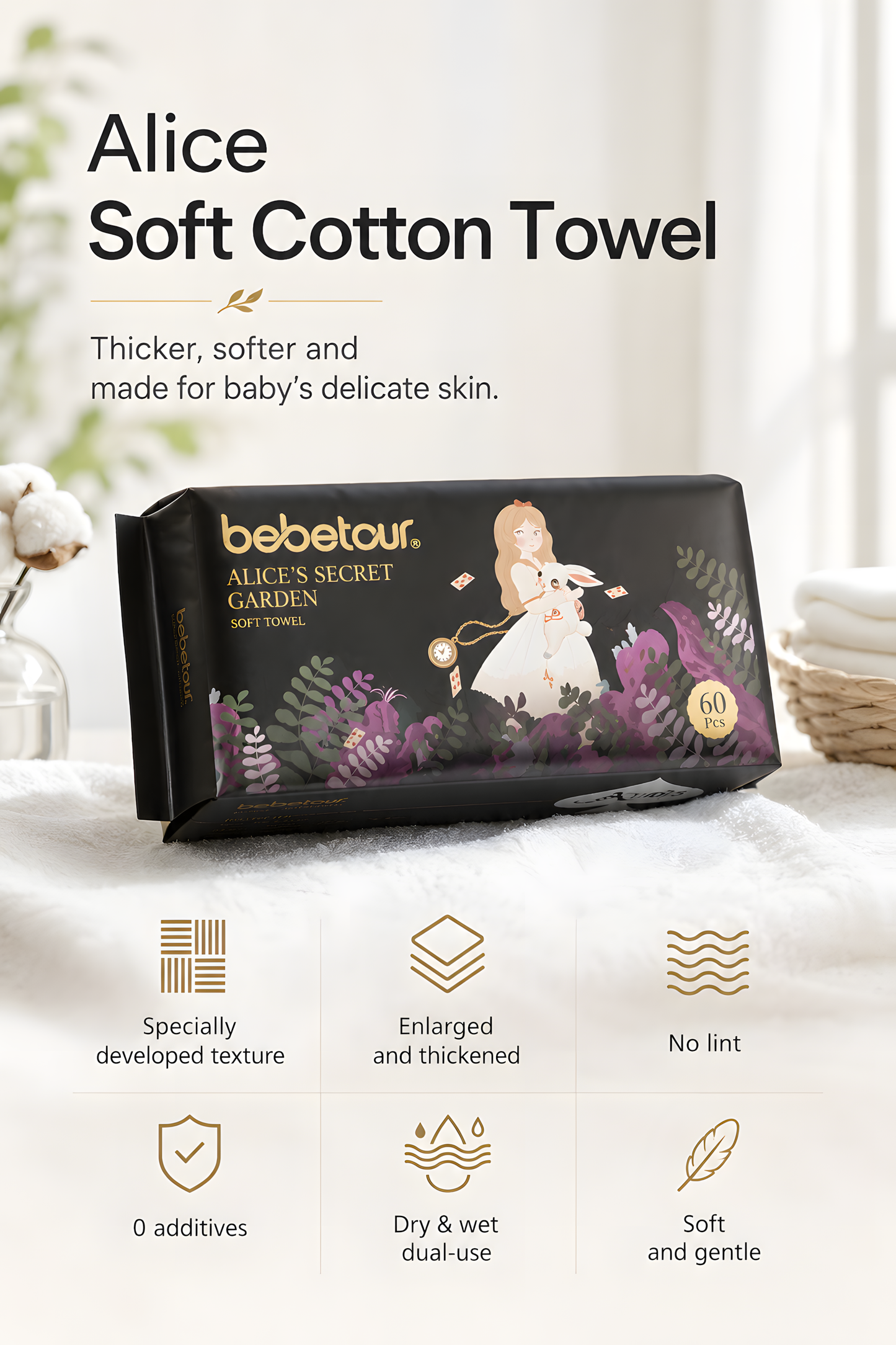 Bebetour Alice Series Premium Face Towels
