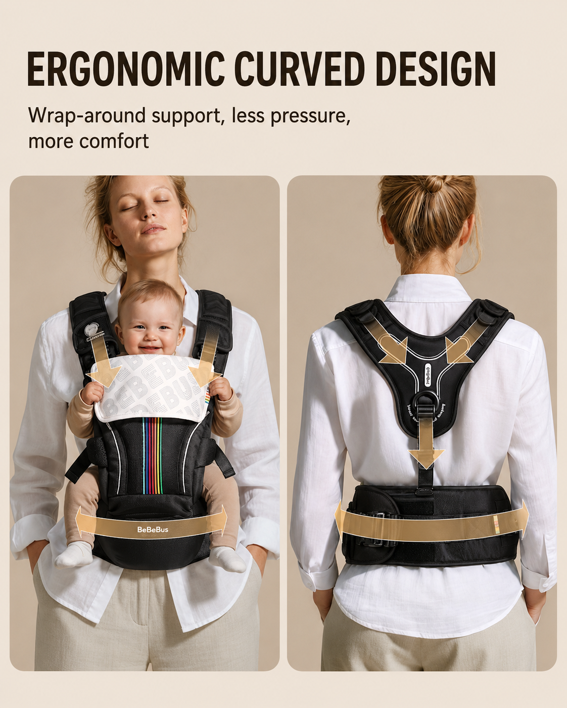BeBeBus LightEase Pro Ergonomic Baby Carrier (6-Position)