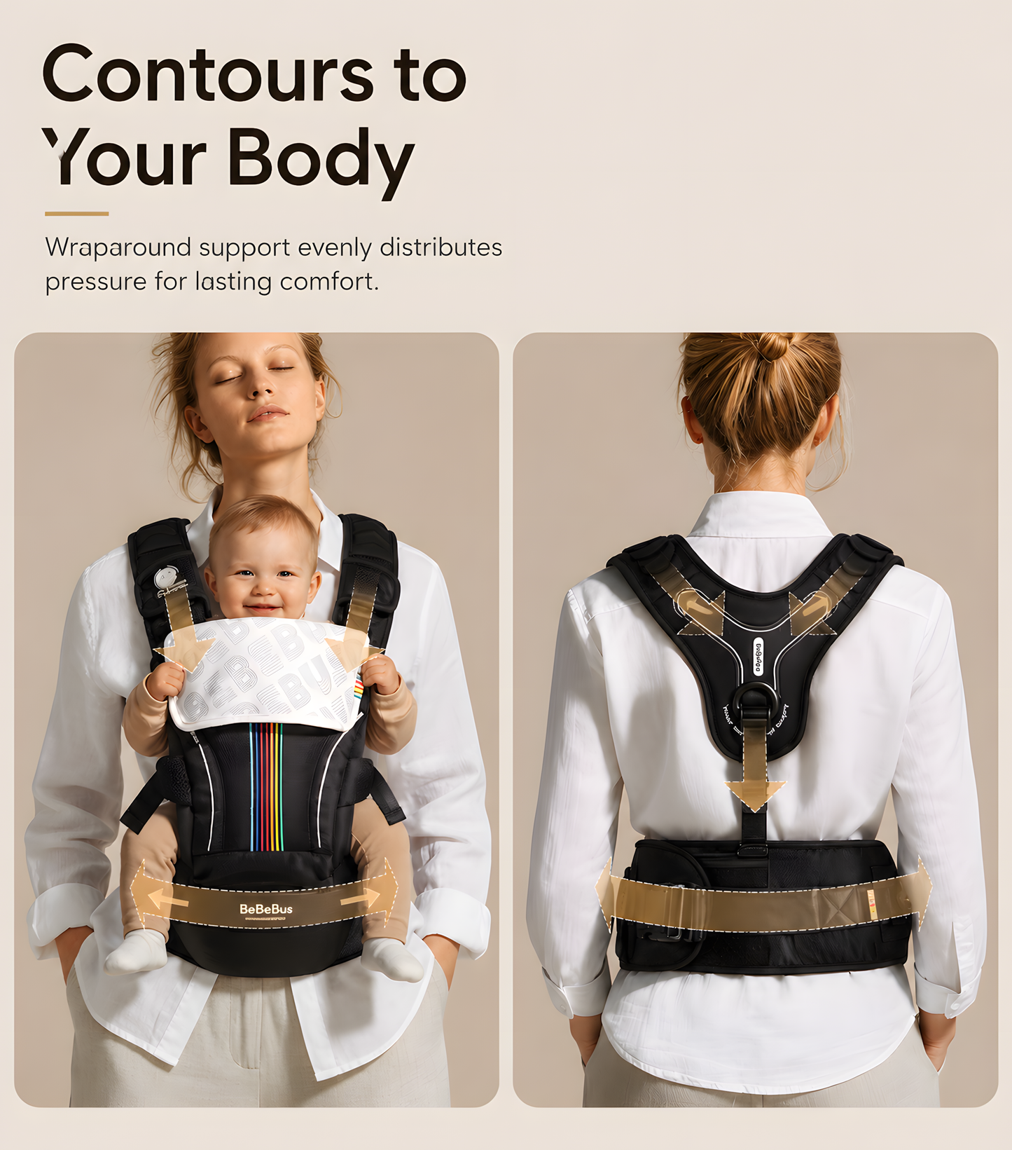 BeBeBus LightEase Pro Ergonomic Baby Carrier – 6 Carry Positions