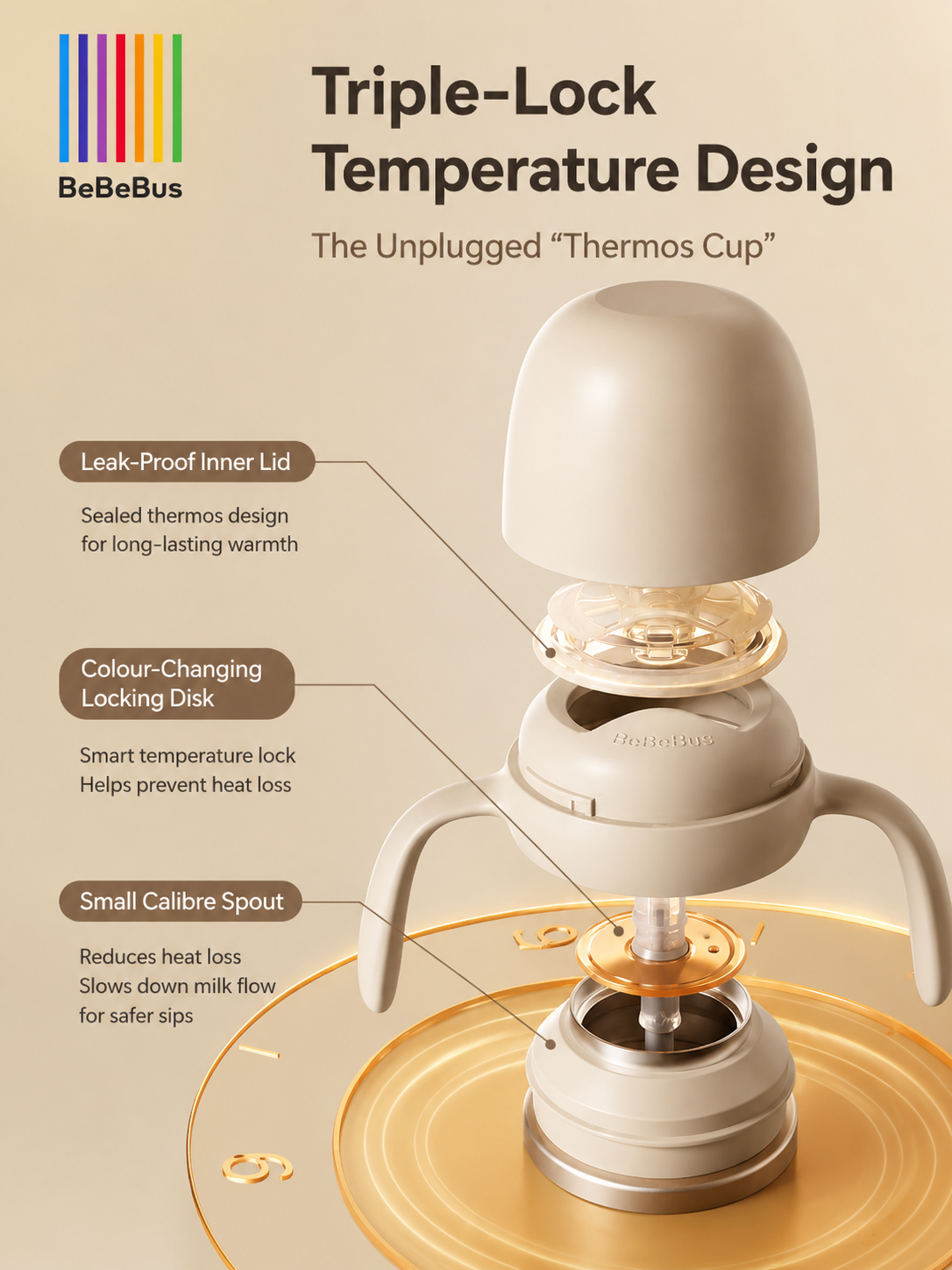 BeBeBus Crystal Baby Insulated Bottle S316L 270ML