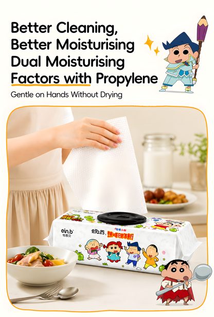 Ein.b × Crayon Shin-chan Jumbo Kitchen Cleaning Wipes – Mega 90 Wipes