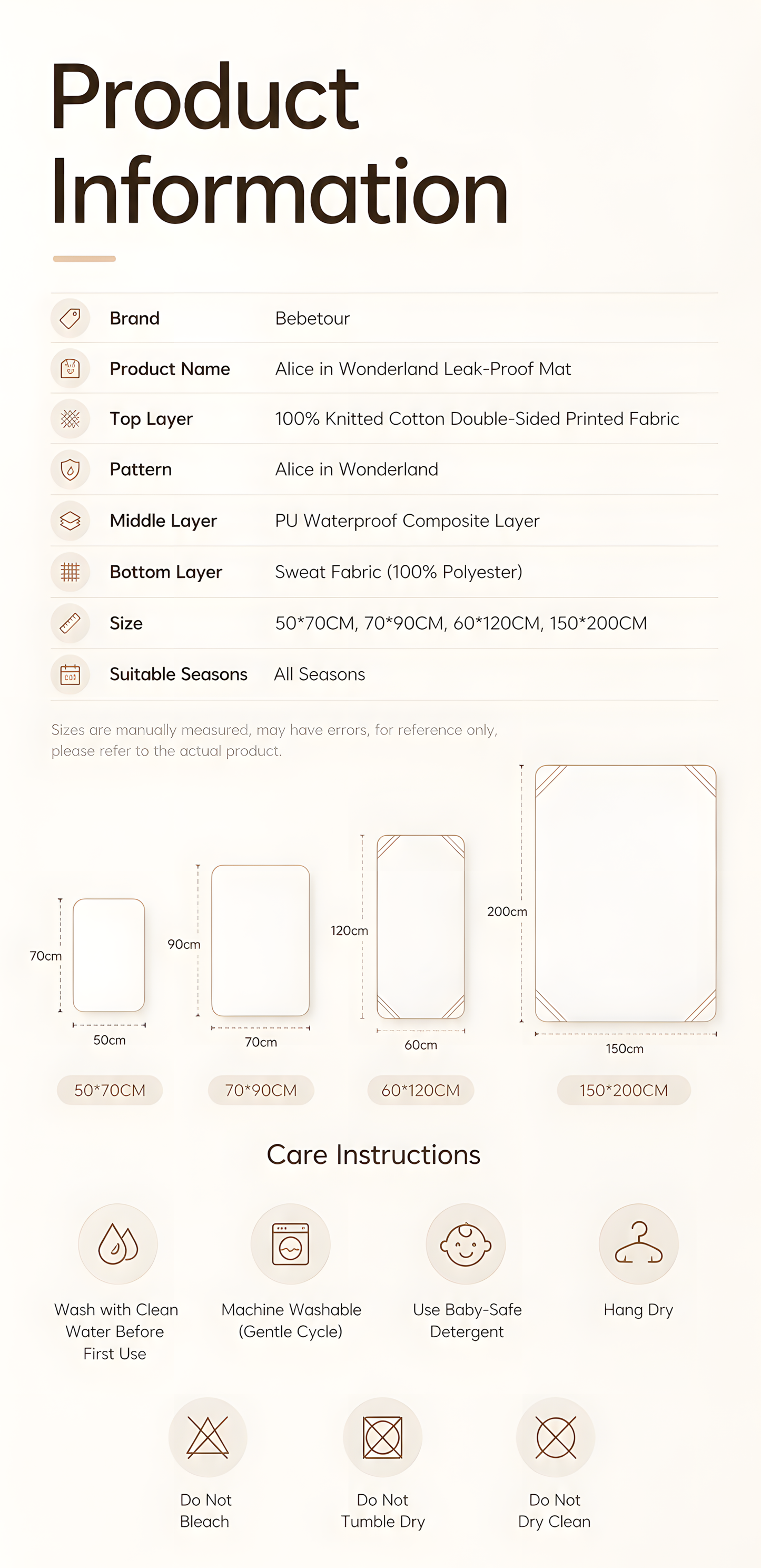 Bebetour Alice Series Leak-Proof Baby Mat