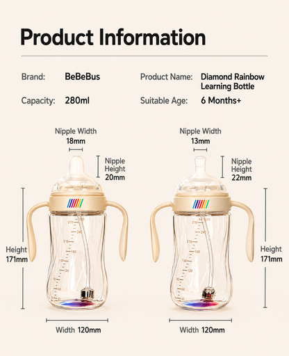 BeBeBus Rainbow Baby Training Cup – Duckbill Spout or Weighted Straw Options