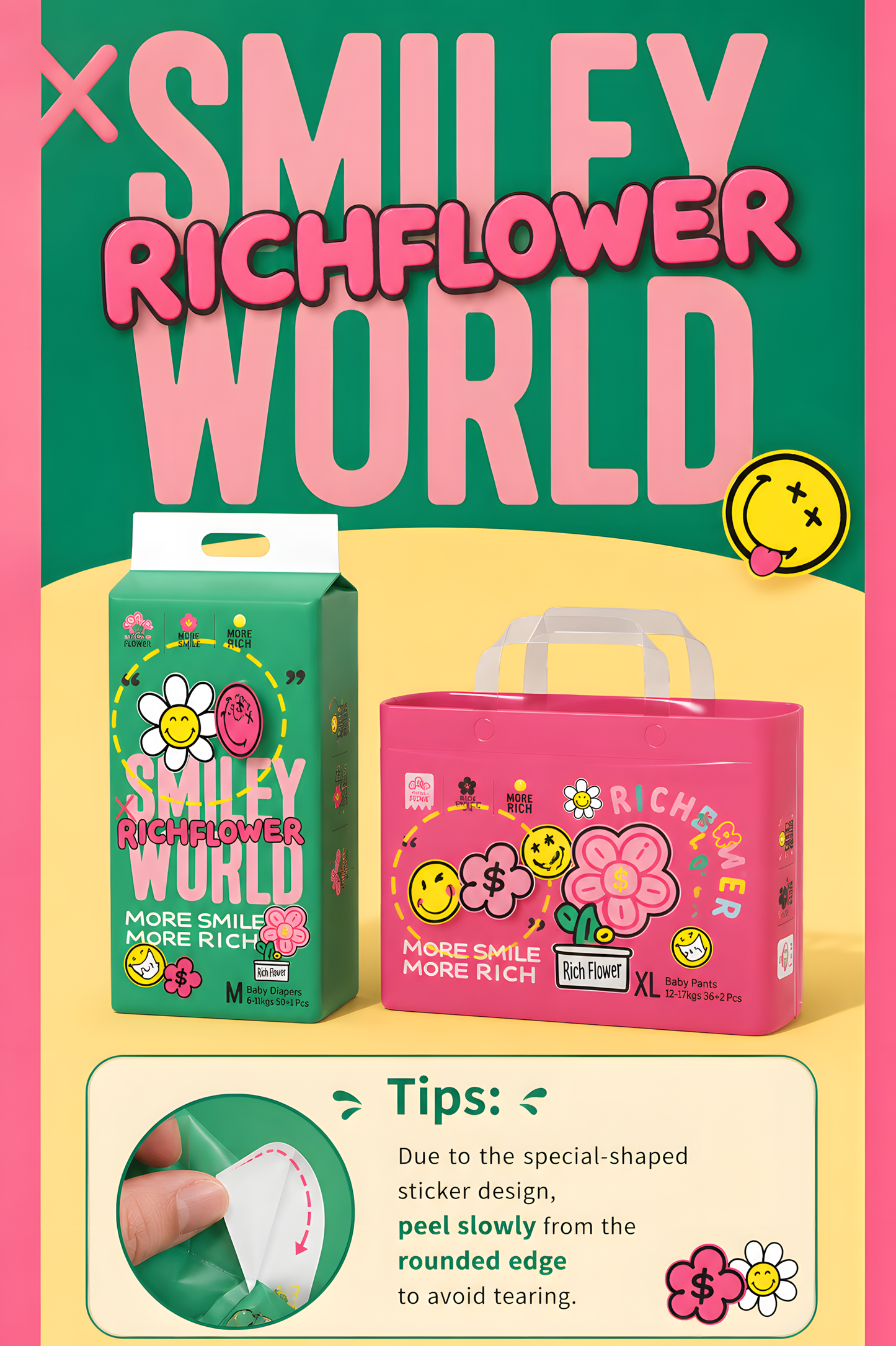 Enternal Summer Smiley Rich Flower Nappies – Luxury Skin Comfort