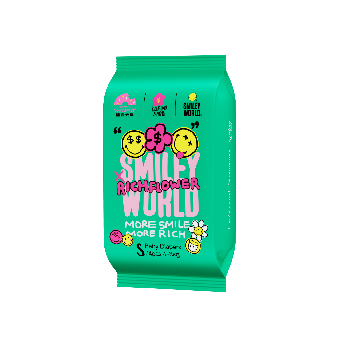 Enternal Summer Smiley x Rich Flower Series Nappy Sample Pack - 4 Pcs