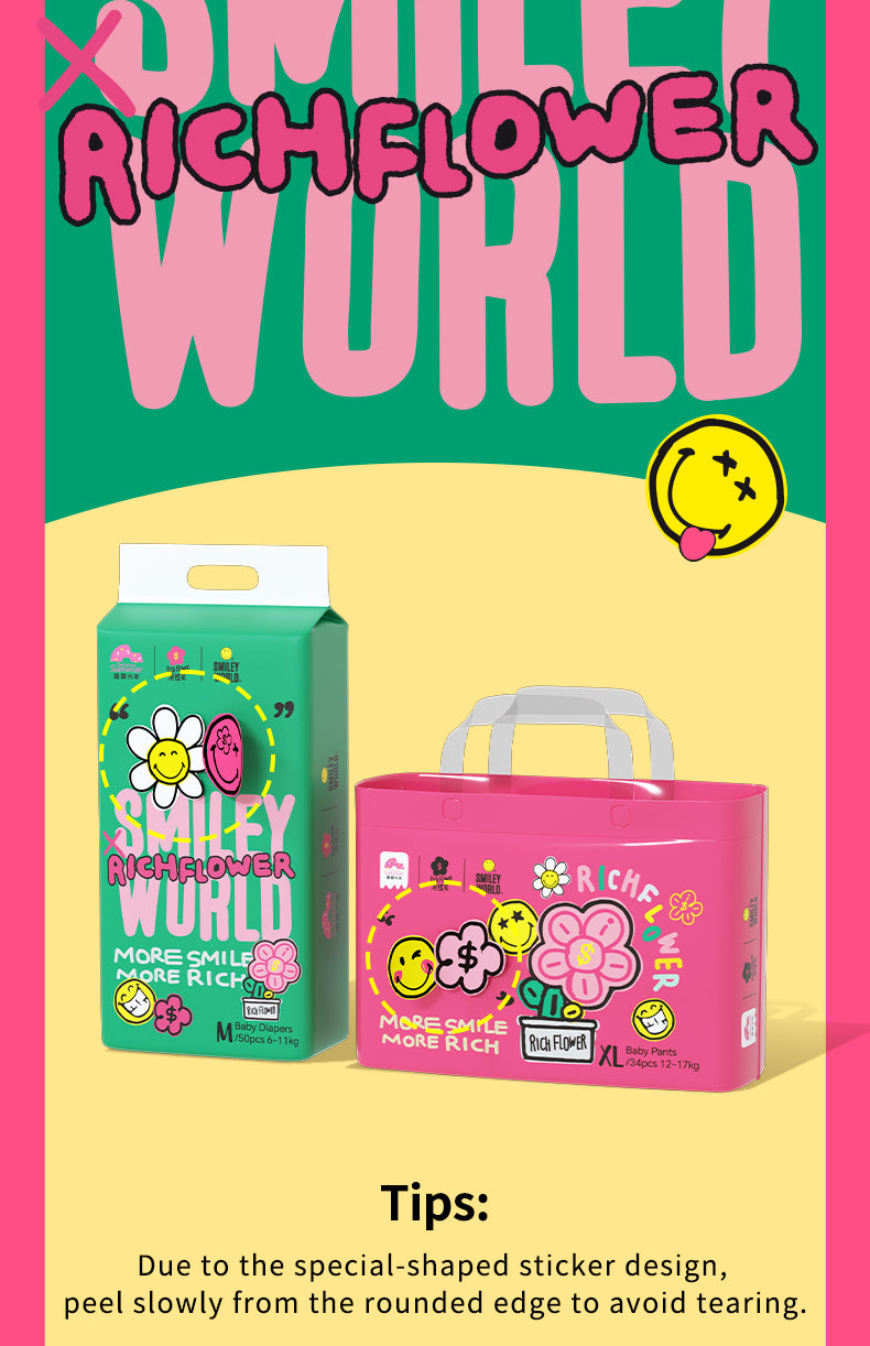 Enternal Summer Smiley x Rich Flower Series Nappy Pack – Sensitive Skin Ultra Soft