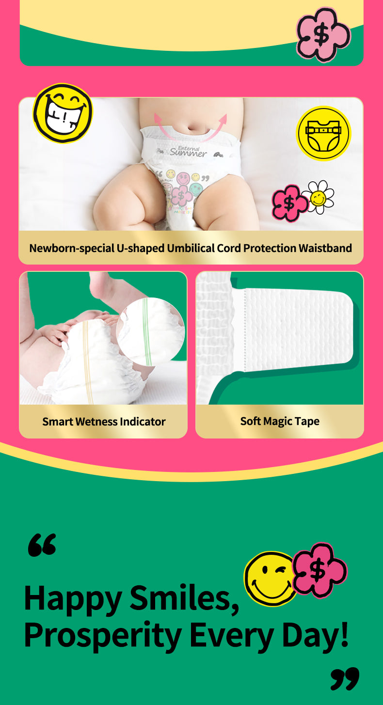Enternal Summer Smiley x Rich Flower Series Nappy Pack – Sensitive Skin Ultra Soft