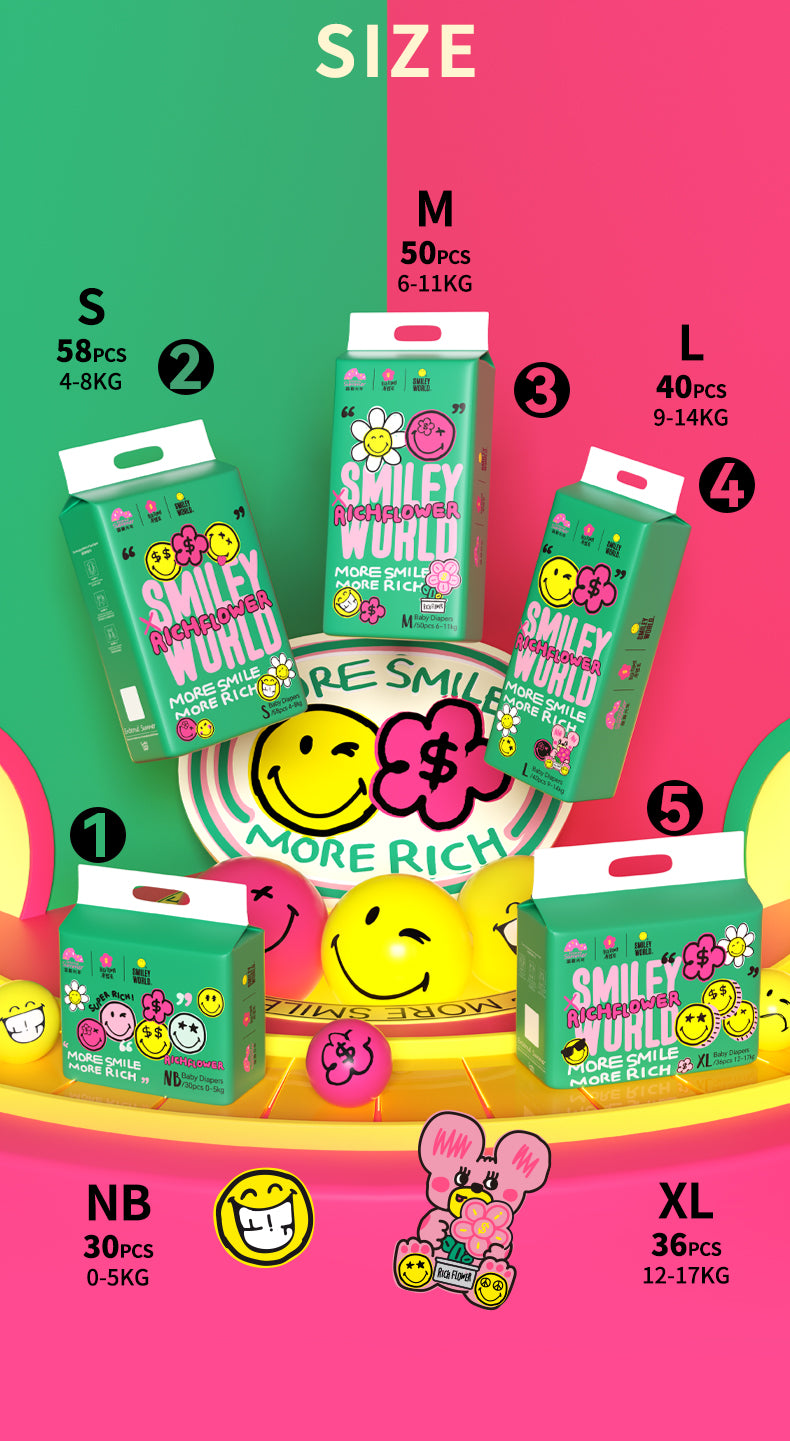 Enternal Summer Smiley x Rich Flower Series Nappy Pack – Sensitive Skin Ultra Soft