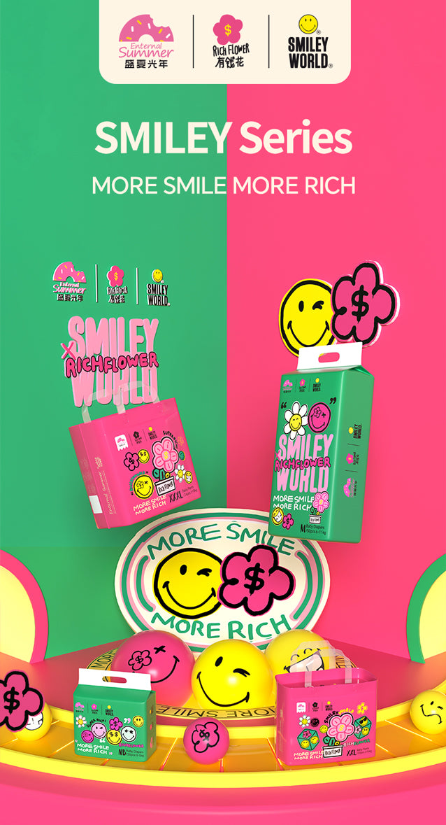 Enternal Summer Smiley x Rich Flower Series Nappy Pants Pack – Sensitive Skin Ultra Soft