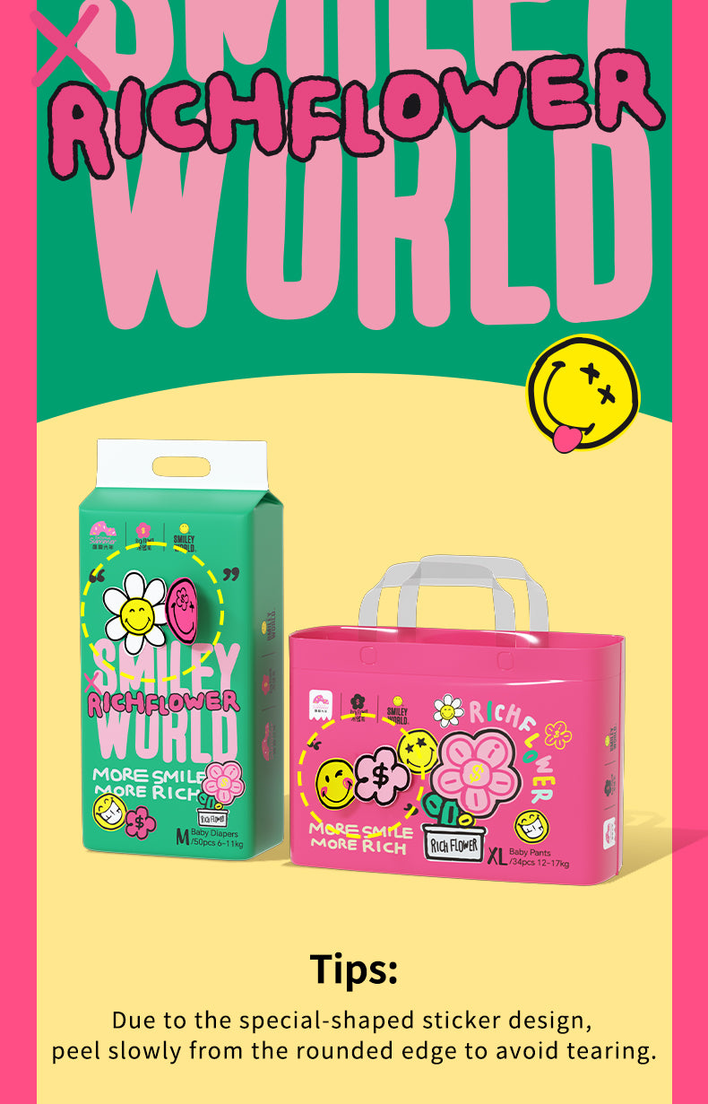 Enternal Summer Smiley x Rich Flower Series Nappy Pants Pack – Sensitive Skin Ultra Soft