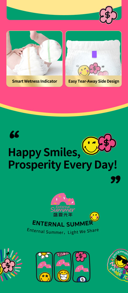 Enternal Summer Smiley x Rich Flower Series Nappy Pants Pack – Sensitive Skin Ultra Soft